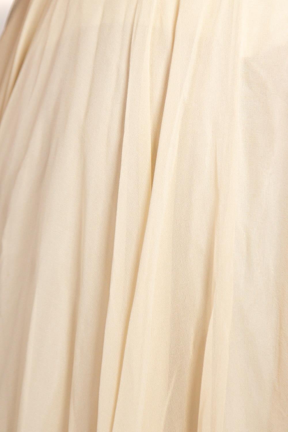 1950S Off White Seide Chiffon Minimal Kleid im Angebot 4