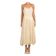 1950S Off White Silk Chiffon Minimal Dress