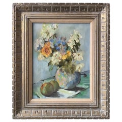 1950s Oil on Canvas of a Floral Arrangement