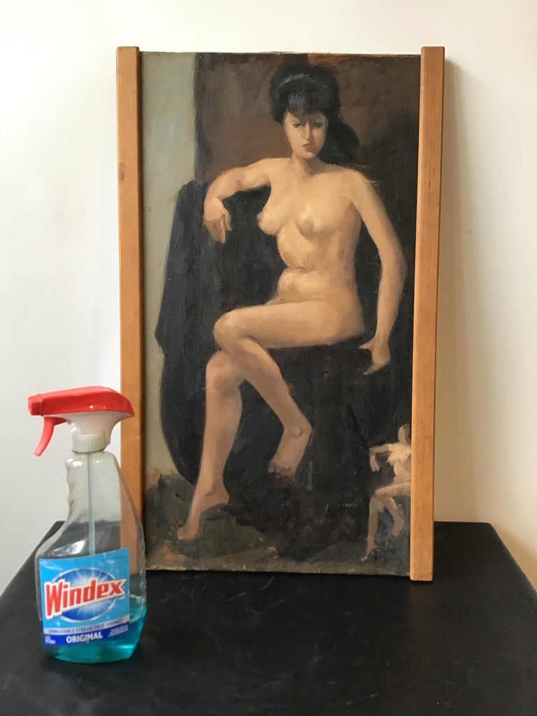 1950s oil on canvas of a nude woman.