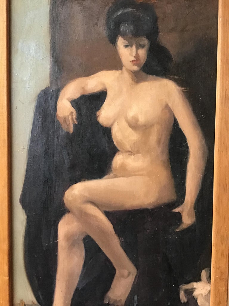1950s Oil on Canvas of a Nude Woman In Good Condition In Tarrytown, NY