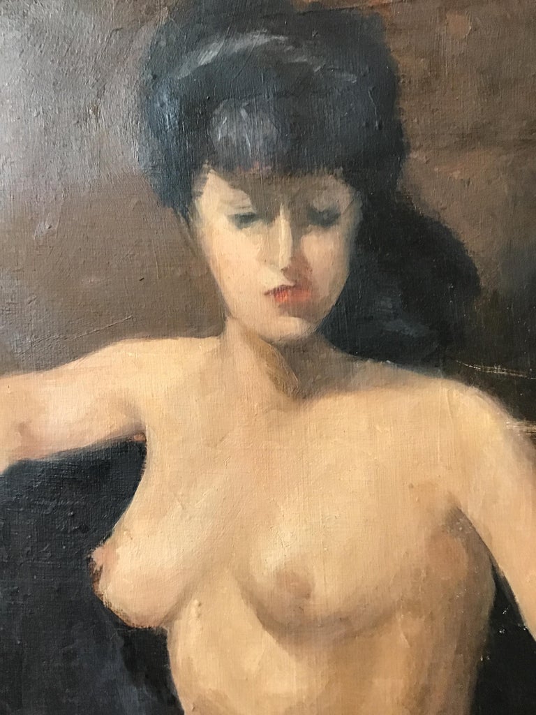 Mid-20th Century 1950s Oil on Canvas of a Nude Woman