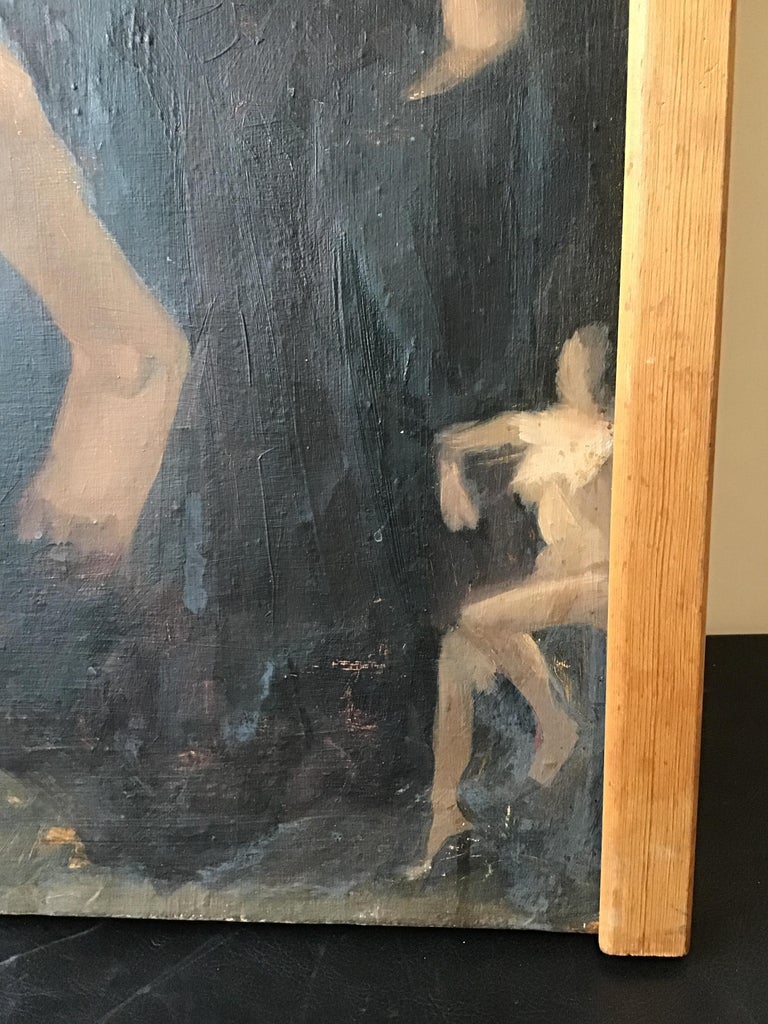 1950s Oil on Canvas of a Nude Woman 1