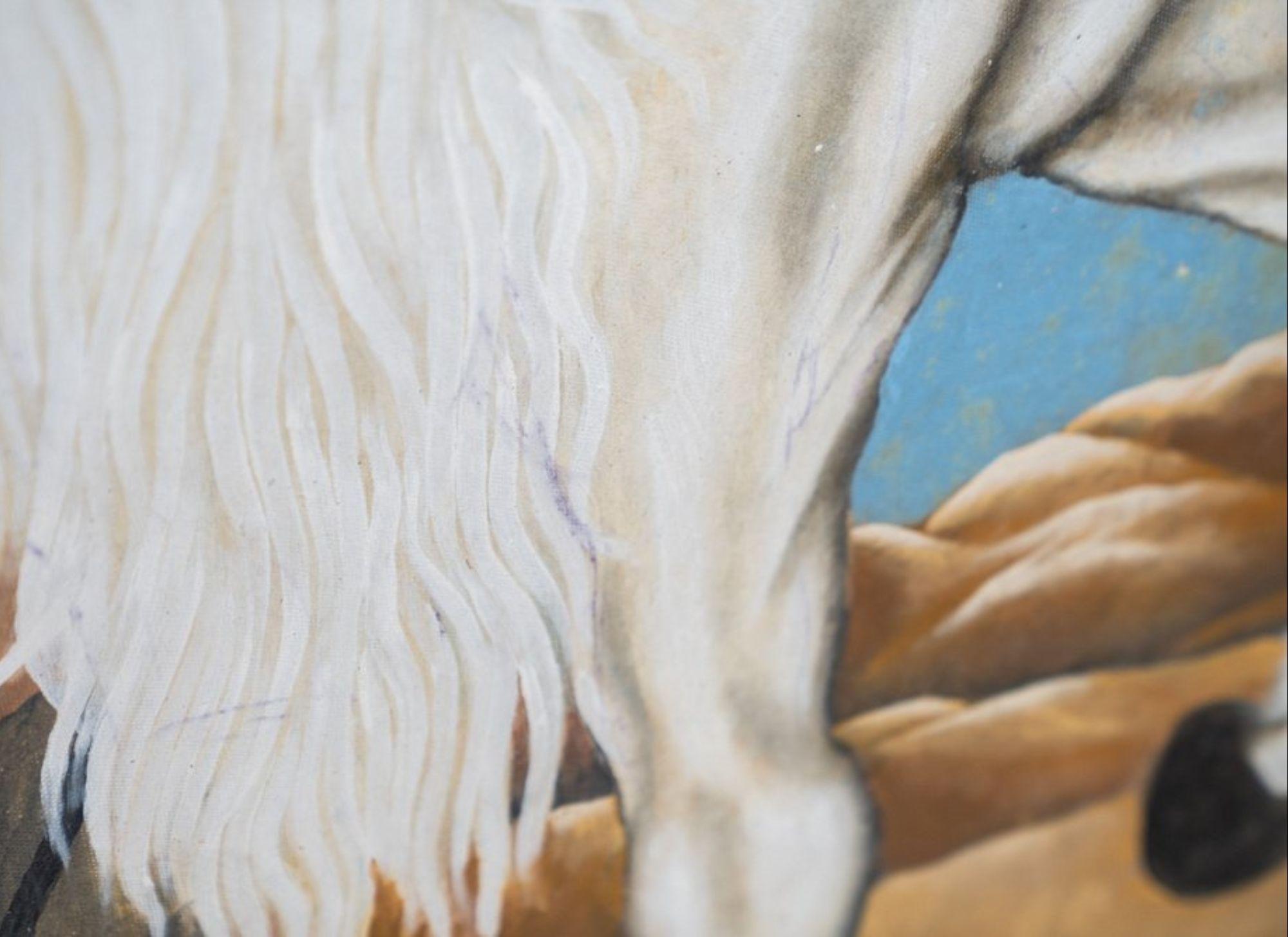 1950s Oil on Canvas Painting 'Chevalier' In Good Condition For Sale In Manzano, IT