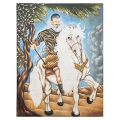 cuadro al óleo sobre lienzo de los años 50 "Chevalier