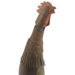 1950s Old Collection Bottle Covered in Leather in the Shape of a Rooster