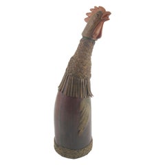 1950s Old Collection Bottle Covered in Leather in the Shape of a Rooster
