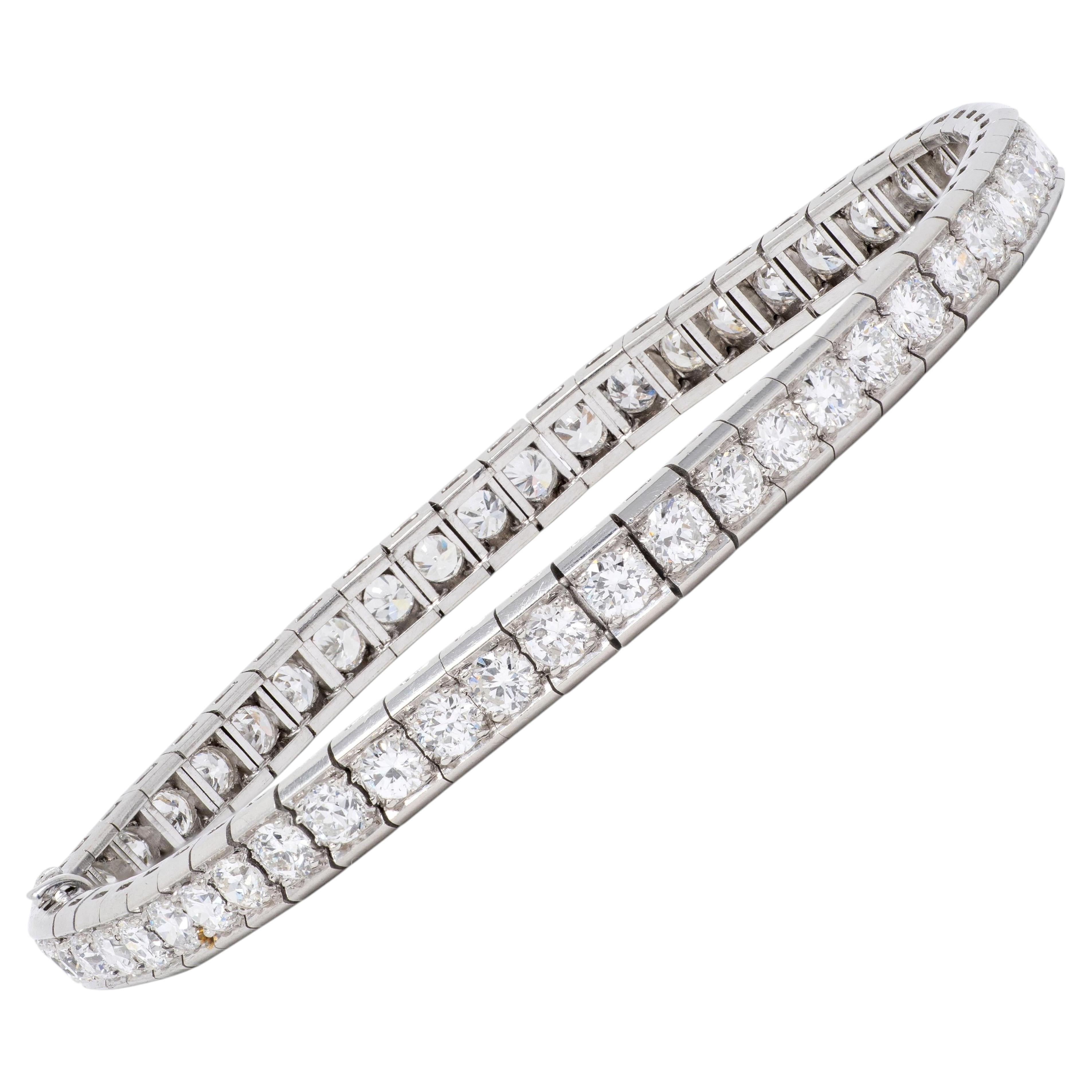 1950's Old European Cut Diamond Platinum Vintage Line Bracelet