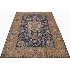 1950s Old Persian Tabriz Wool Area Rug with Fine Floral Medallion, 7'5" x 10'7"