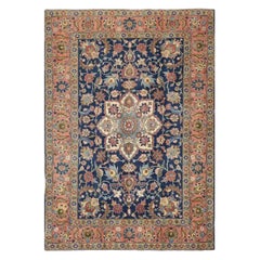1950s Old Persian Tabriz Wool Area Rug with Fine Floral Medallion, 7'5" x 10'7"