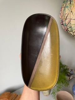 Oldfors Ekeby Modernistischer Vide-Poche-Teller „Diagonal“ mit Grafik, 1950er Jahre