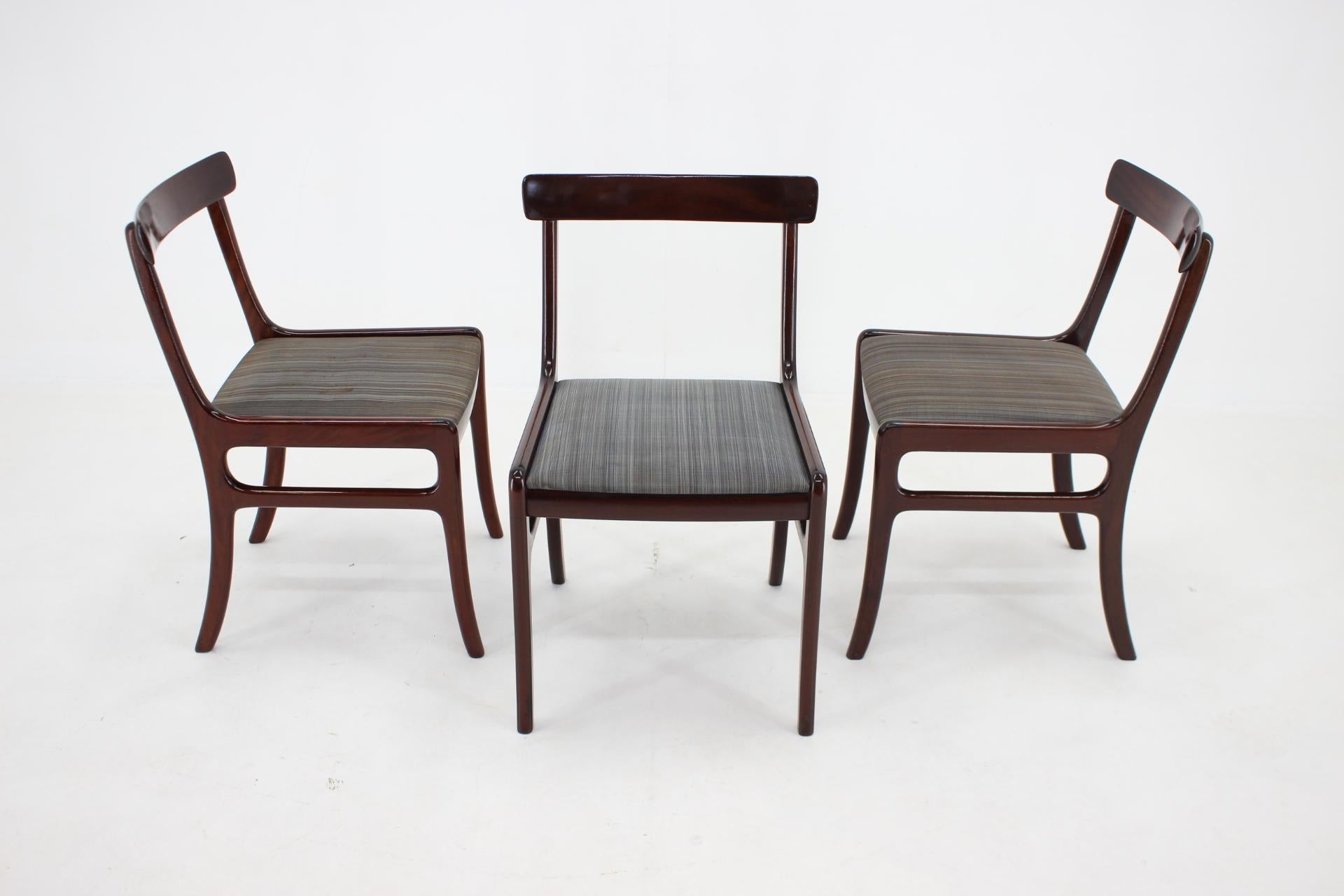 1950er Ole Wanscher Rungstedlund Stühle aus Mahagoni Dänemark, 5er-Set (Dänisch) im Angebot