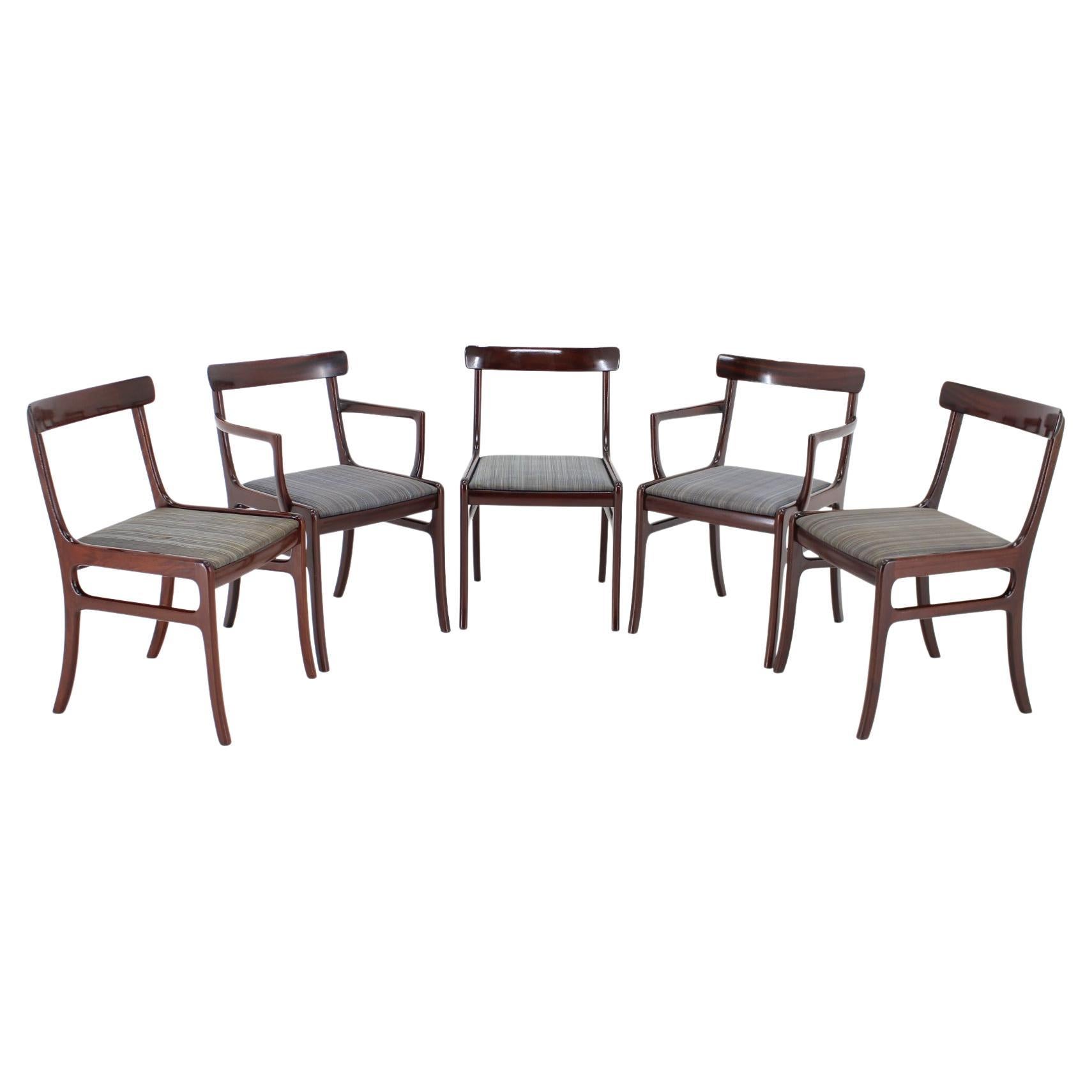 1950s Ole Wanscher Rungstedlund Chairs in Mahogany Denmark, Set of 5