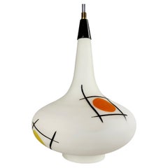 Retro 1950s Murano Cased Glass One-Light Pendant Lamp with Hand Made Decoration