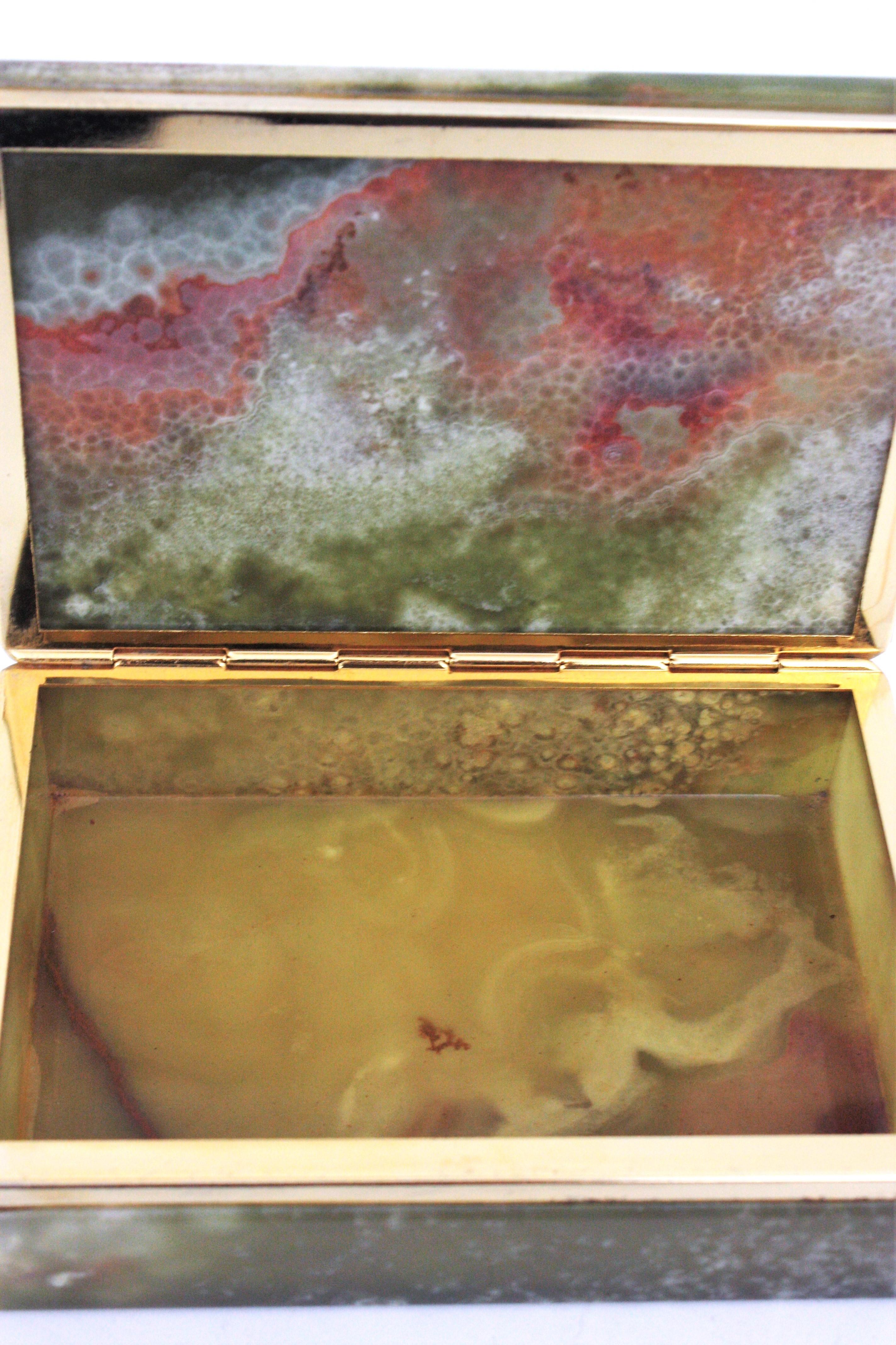 1950s Onyx Mineral Stone Jewelry Box / Hinged Box For Sale 2