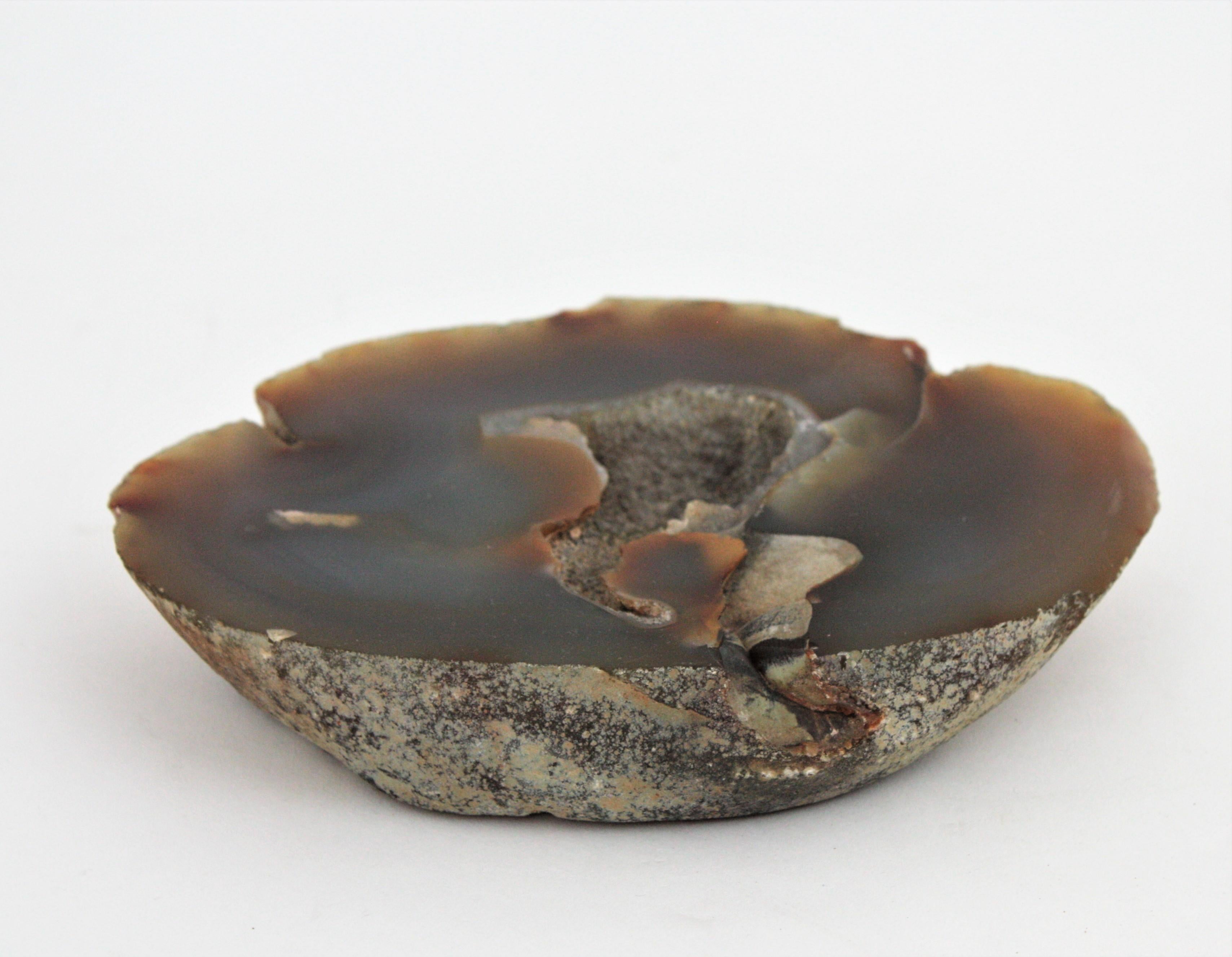 20th Century 1950s Onyx Stone Hand Carved Ashtray, Jewelry Bowl or Paperweight For Sale