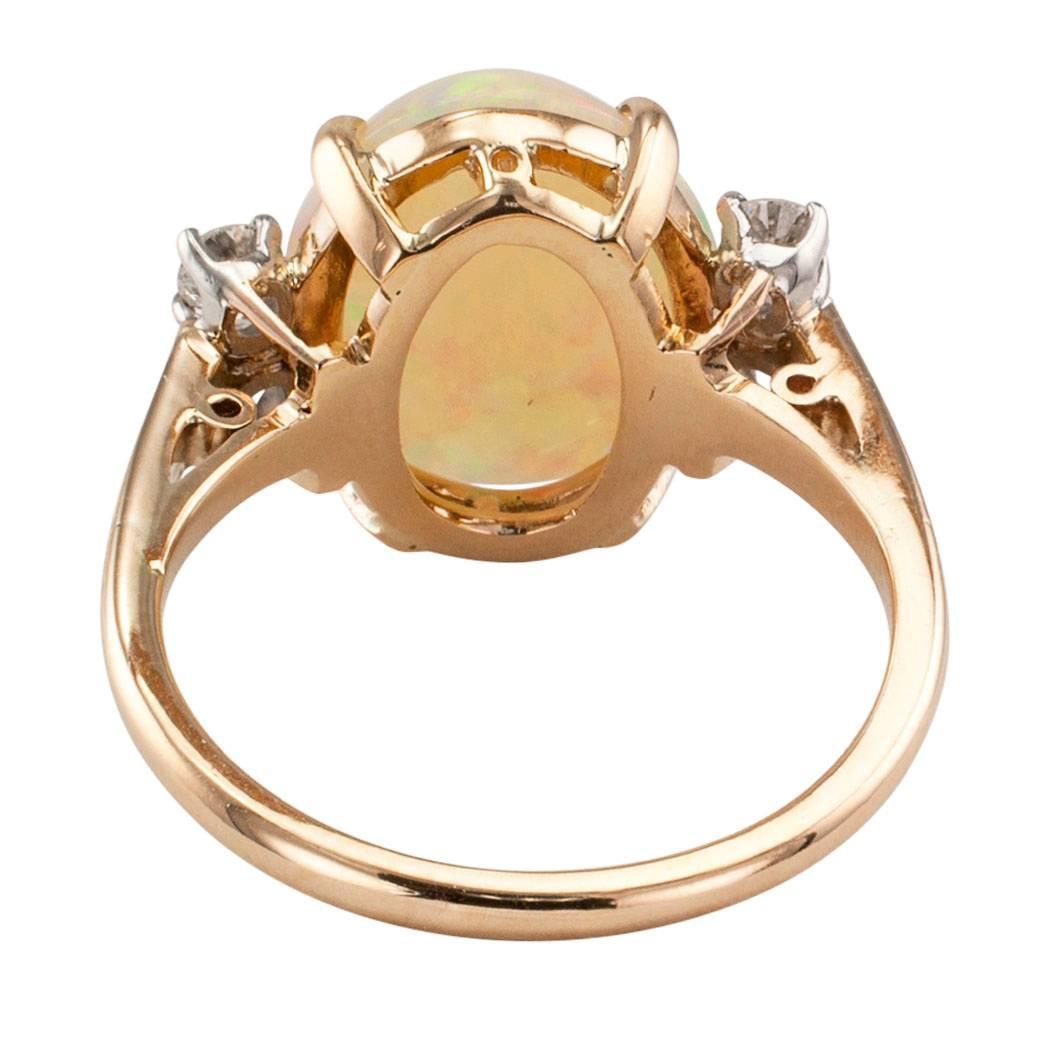 Women's 1950s Opal Diamond Gold Ring