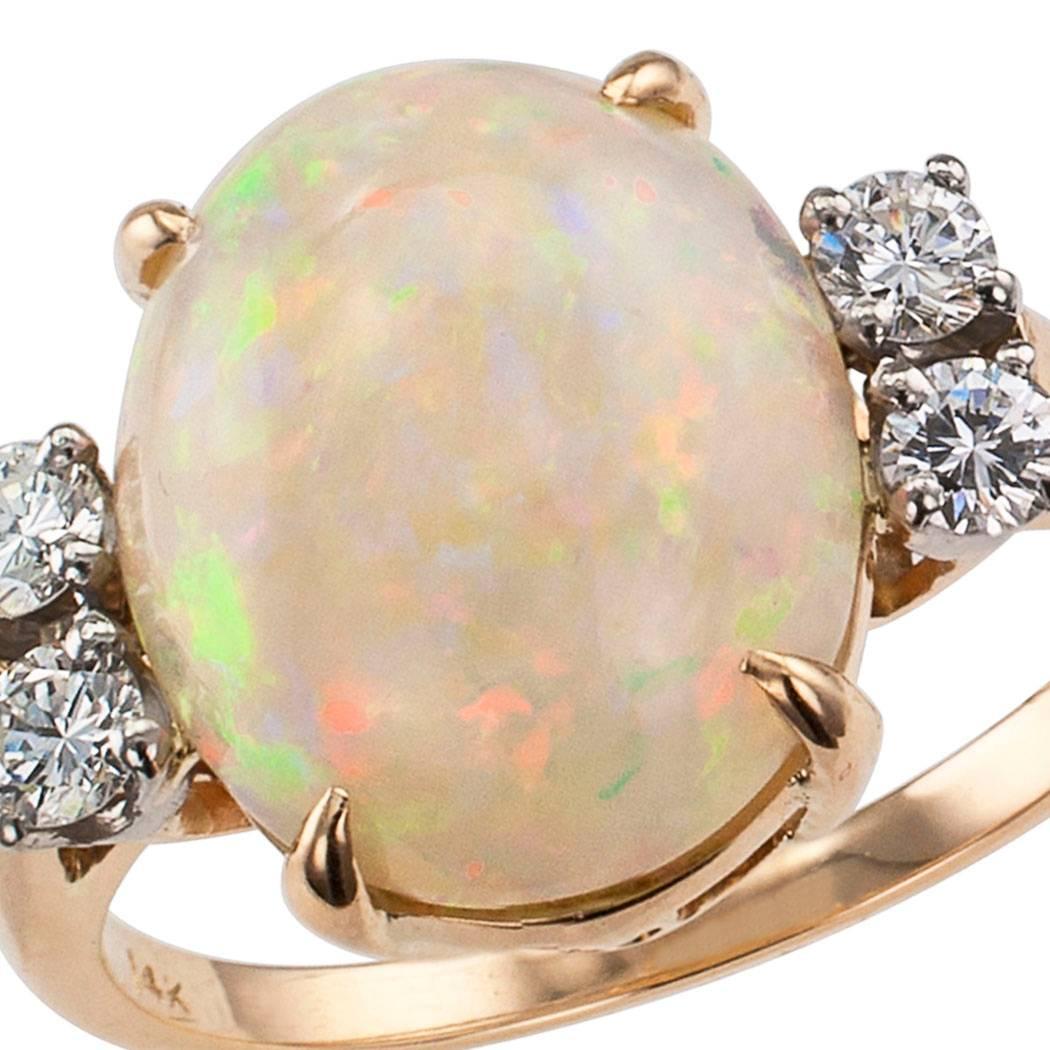 1950s Opal Diamond Gold Ring 1