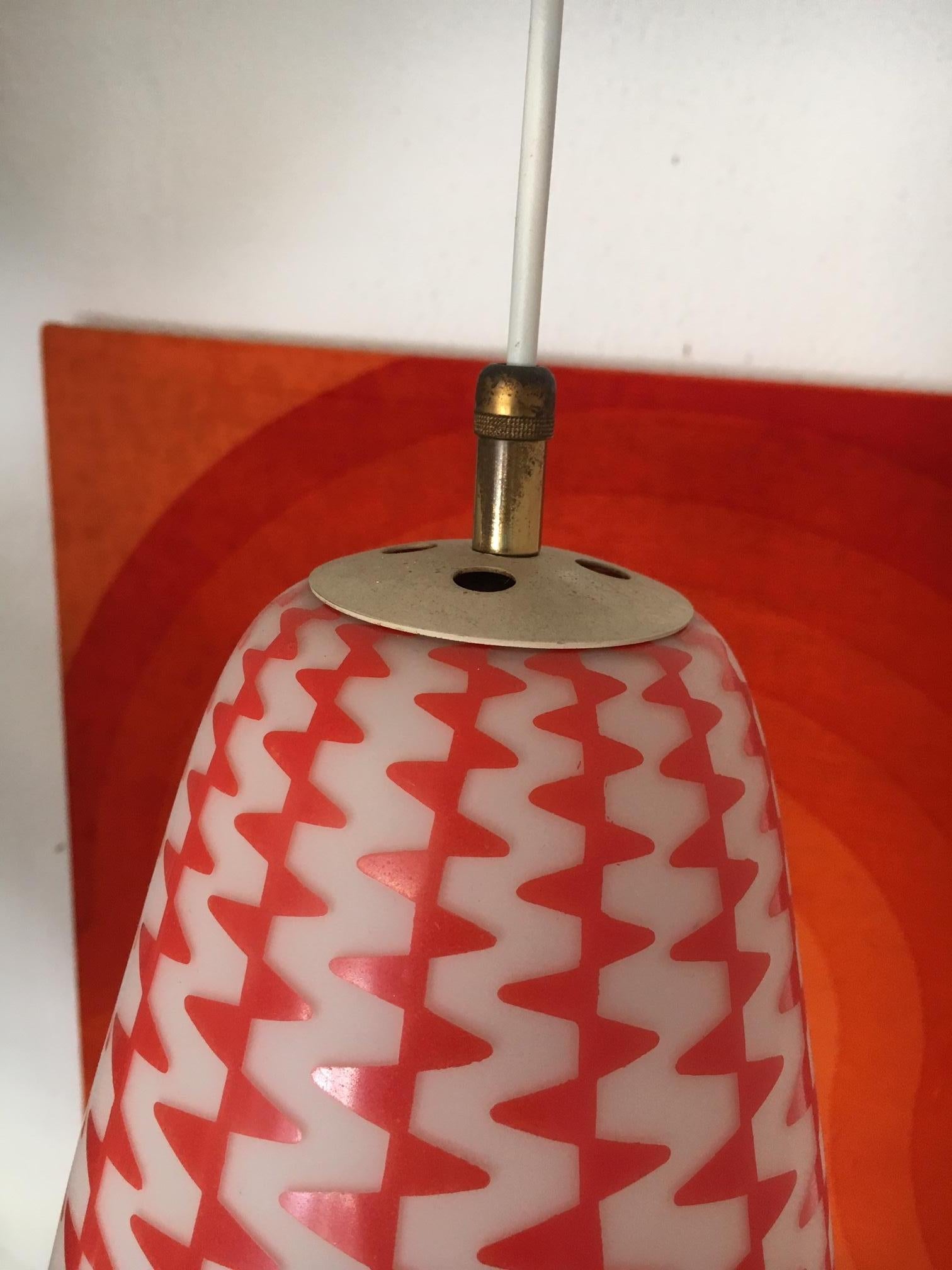 1950s Opaline and Brass Pendant Lamp In Excellent Condition In Geneva, CH