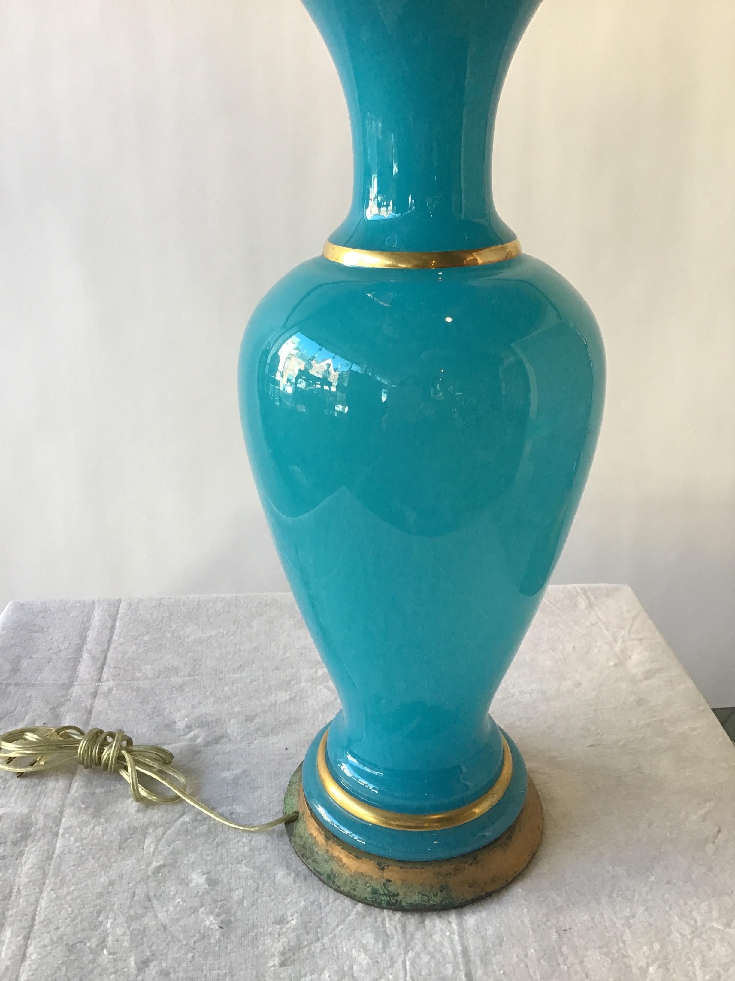 1950s Opaline Glass Lamp In Good Condition In Tarrytown, NY