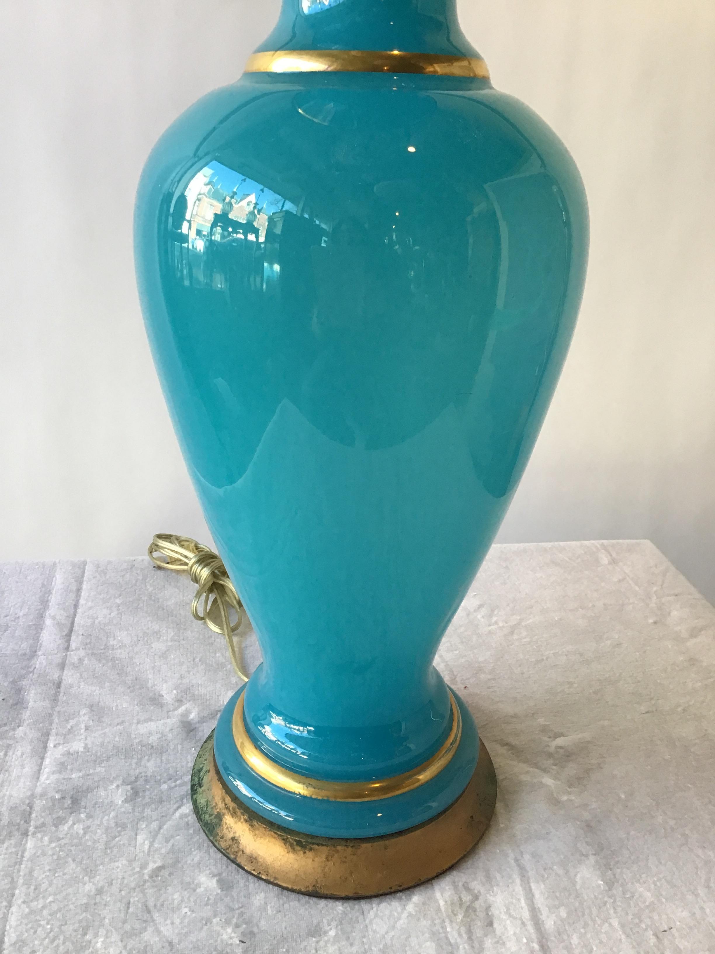 Art Glass 1950s Opaline Glass Lamp
