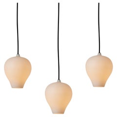 1950s Opaline Glass Pendants by Alf Svensson for Bergboms Belysning