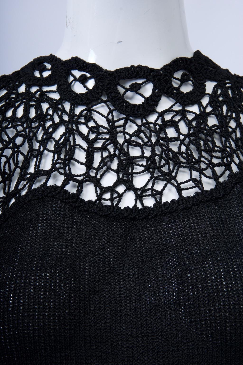 Black 1950s Openwork Knit Top For Sale