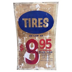 1950's or 60's Hand-Painted Tire Sign, 2 sided!