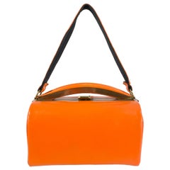 Vintage 1950s Orange Handbag with Brass Hardware