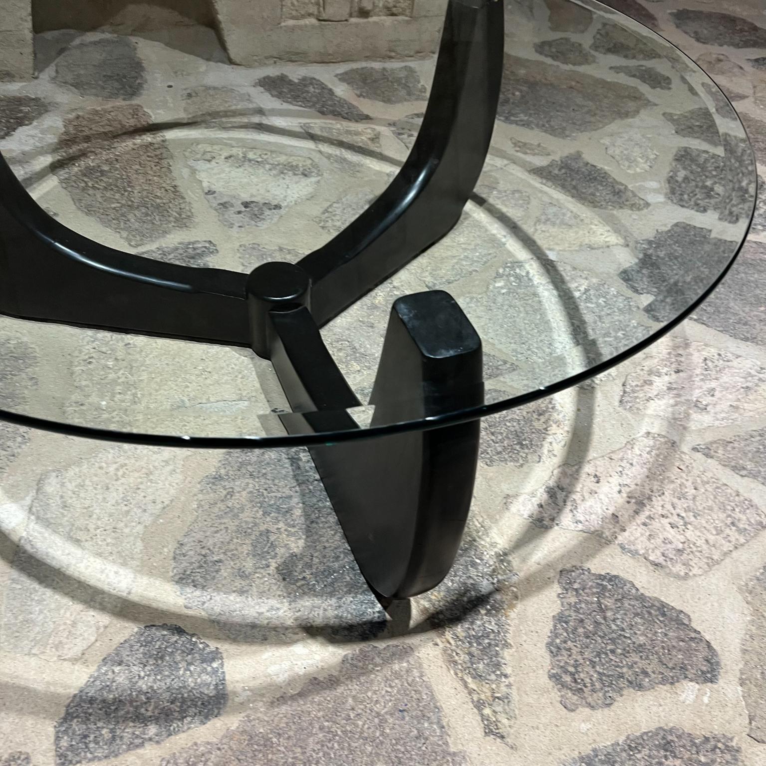 1950s Organic Modern Glass Coffee Table Black Mahogany Style of Isamu Noguchi In Good Condition For Sale In National City, CA