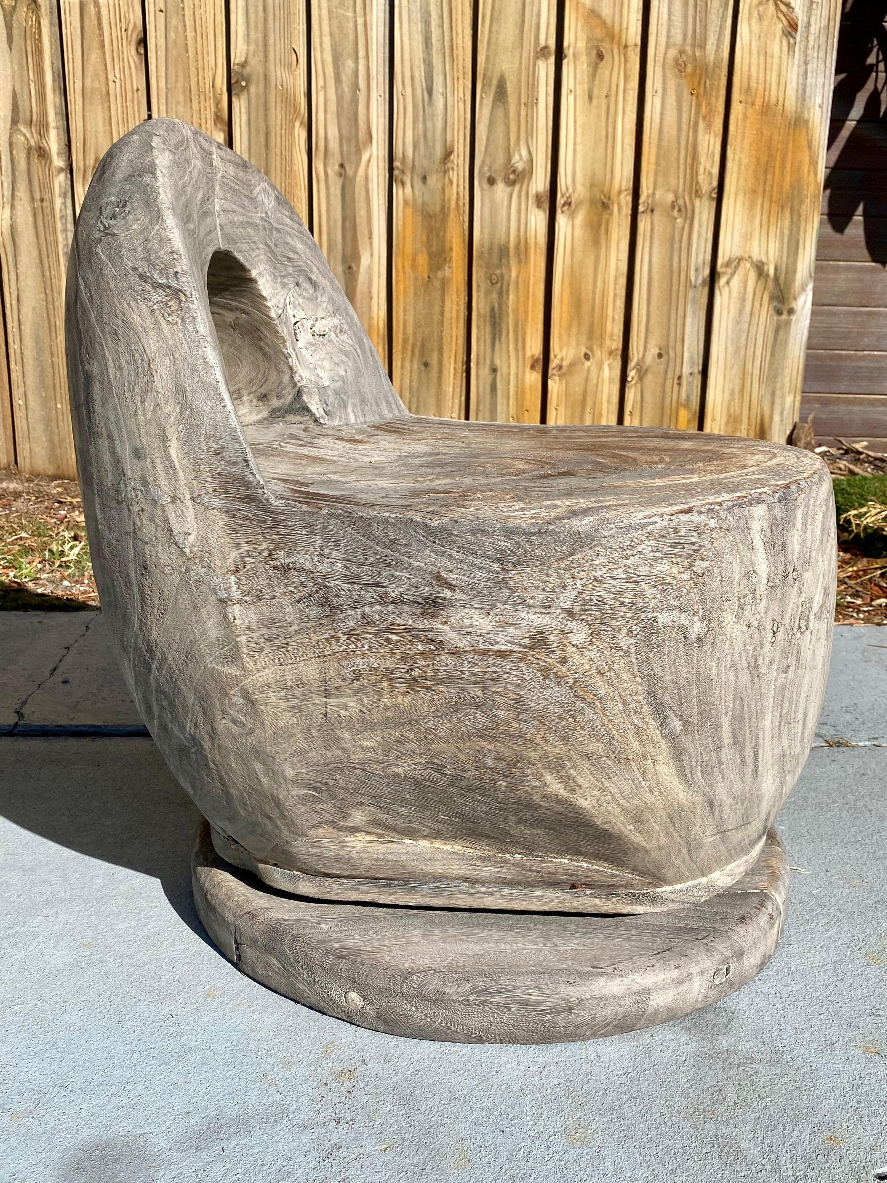 1950s Organic Wood Sculptural Sculptural Barrel Cerused Oak Swivel Chairs, Set of 2 en vente 2