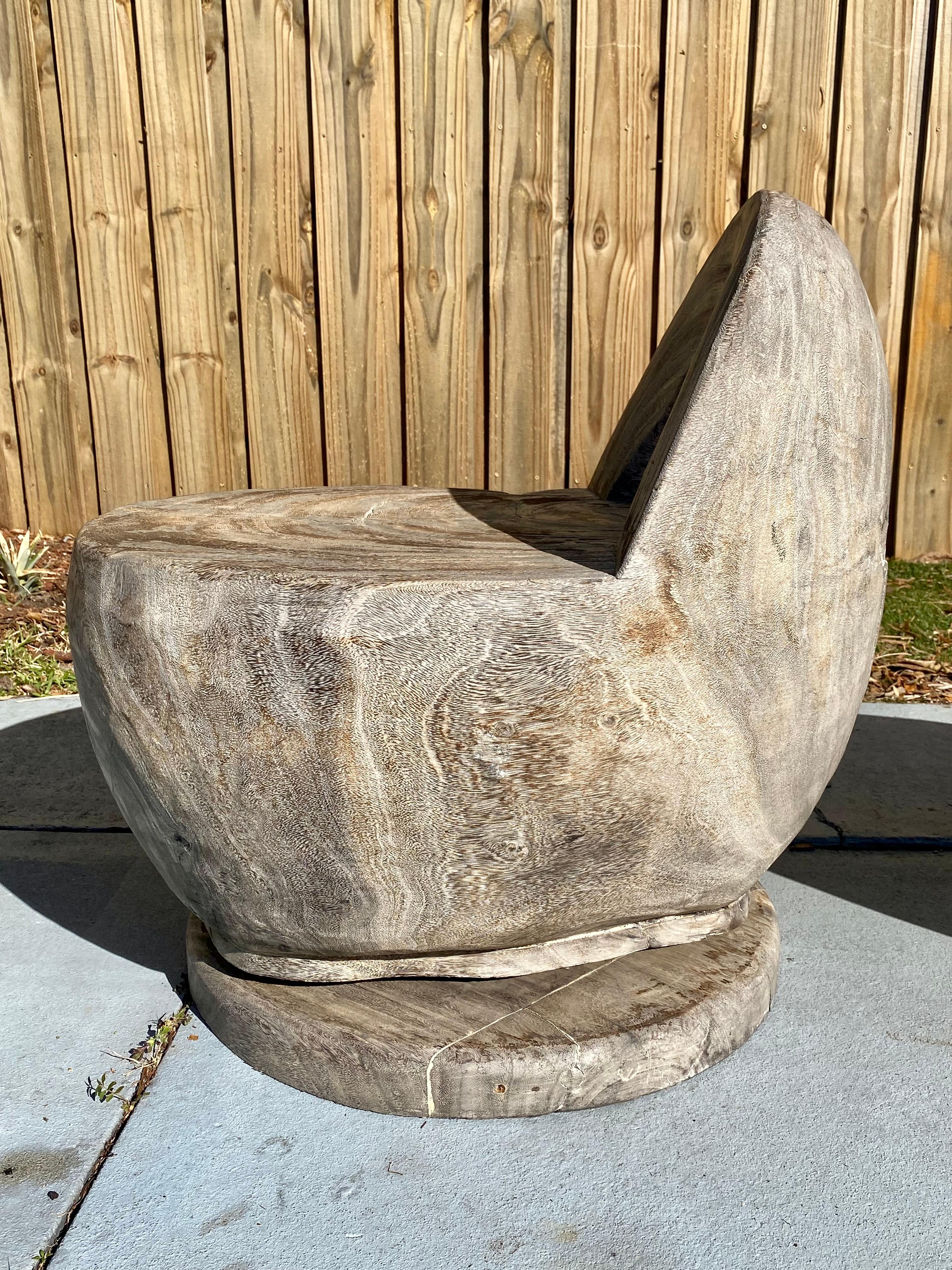 1950s Organic Wood Sculptural Sculptural Barrel Cerused Oak Swivel Chairs, Set of 2 en vente 3