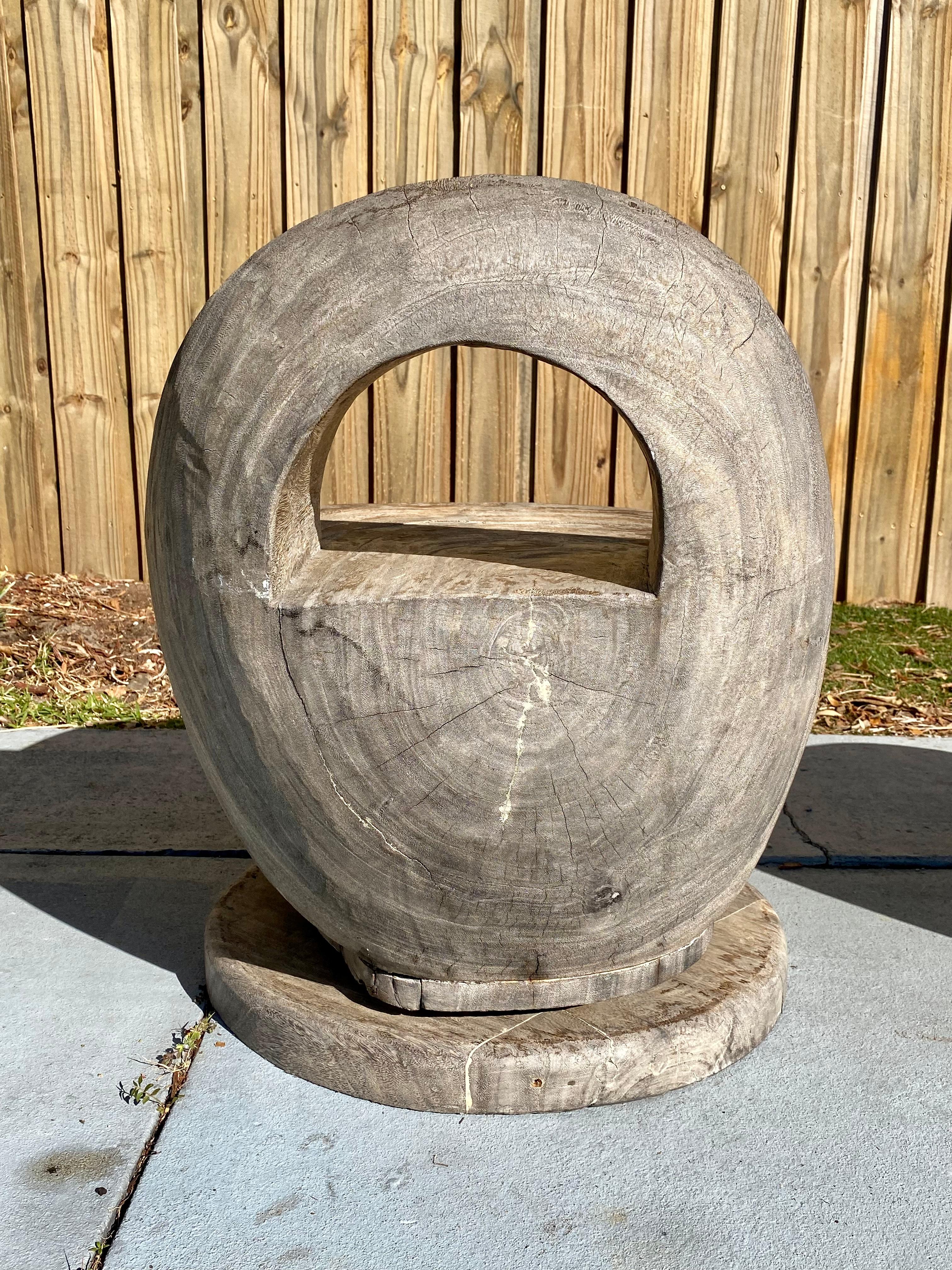 1950s Organic Wood Sculptural Sculptural Barrel Cerused Oak Swivel Chairs, Set of 2 en vente 5