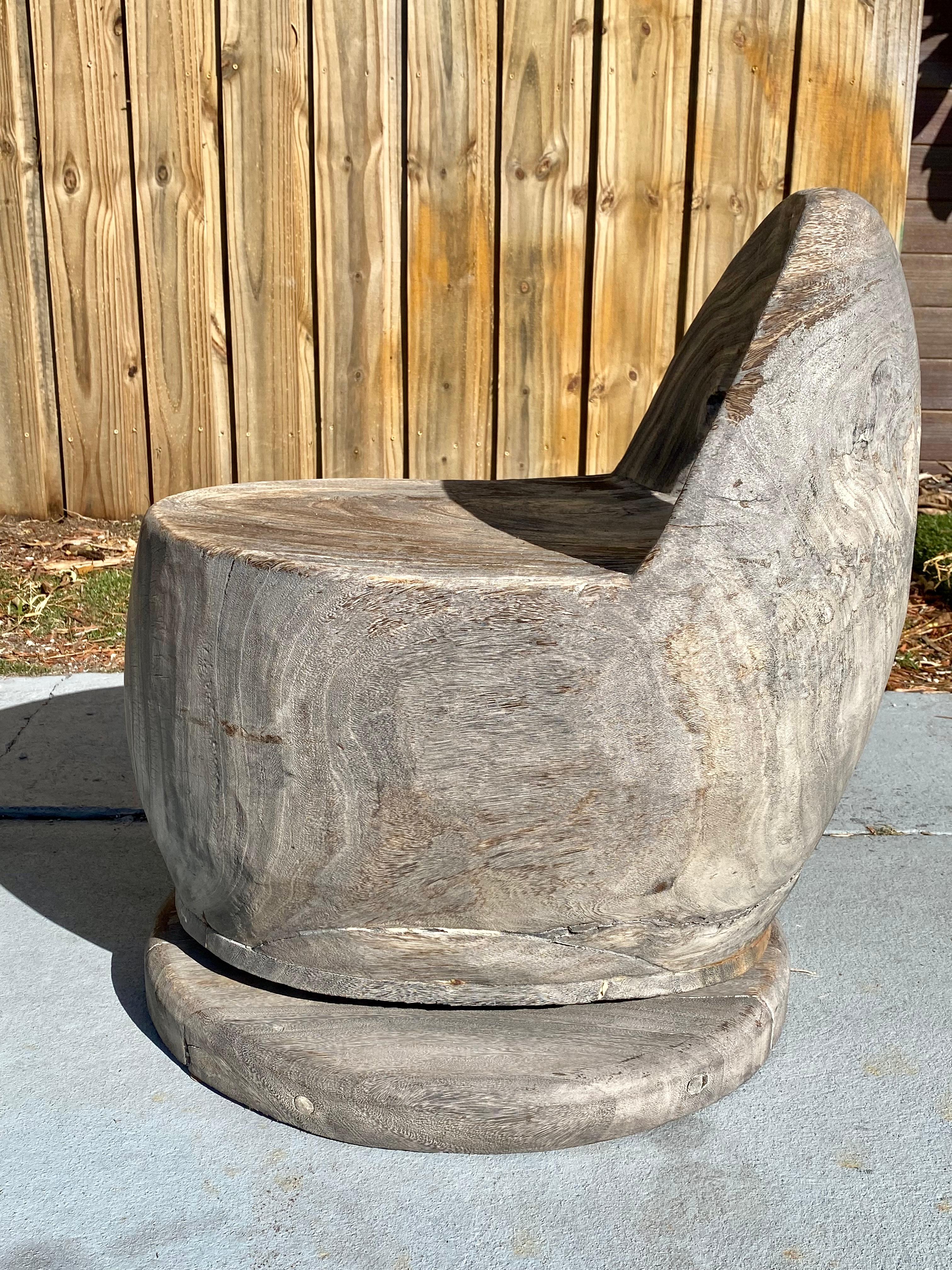1950s Organic Wood Sculptural Sculptural Barrel Cerused Oak Swivel Chairs, Set of 2 en vente 6