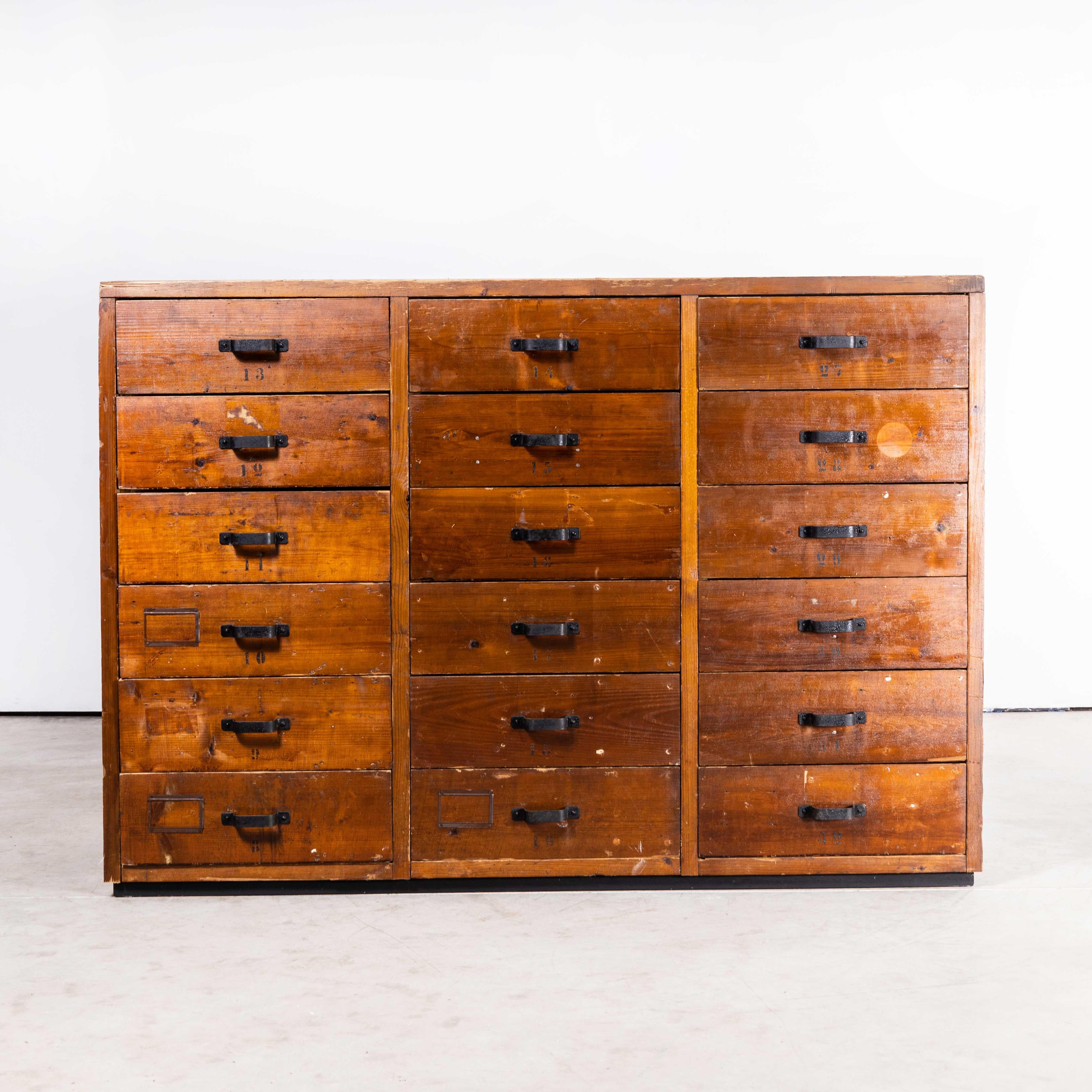 Mid-20th Century 1950's Orginal French Workshop Bank Of Drawers - Twenty One Drawers For Sale