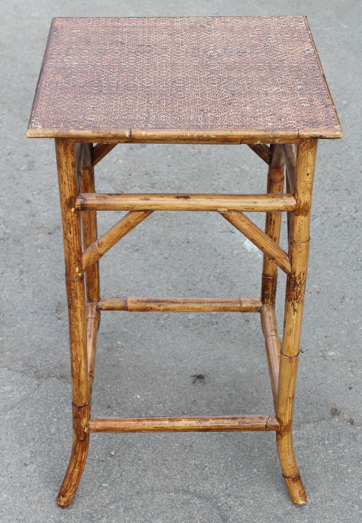 Chinese 1950s Oriental Bamboo and Rattan Side Table