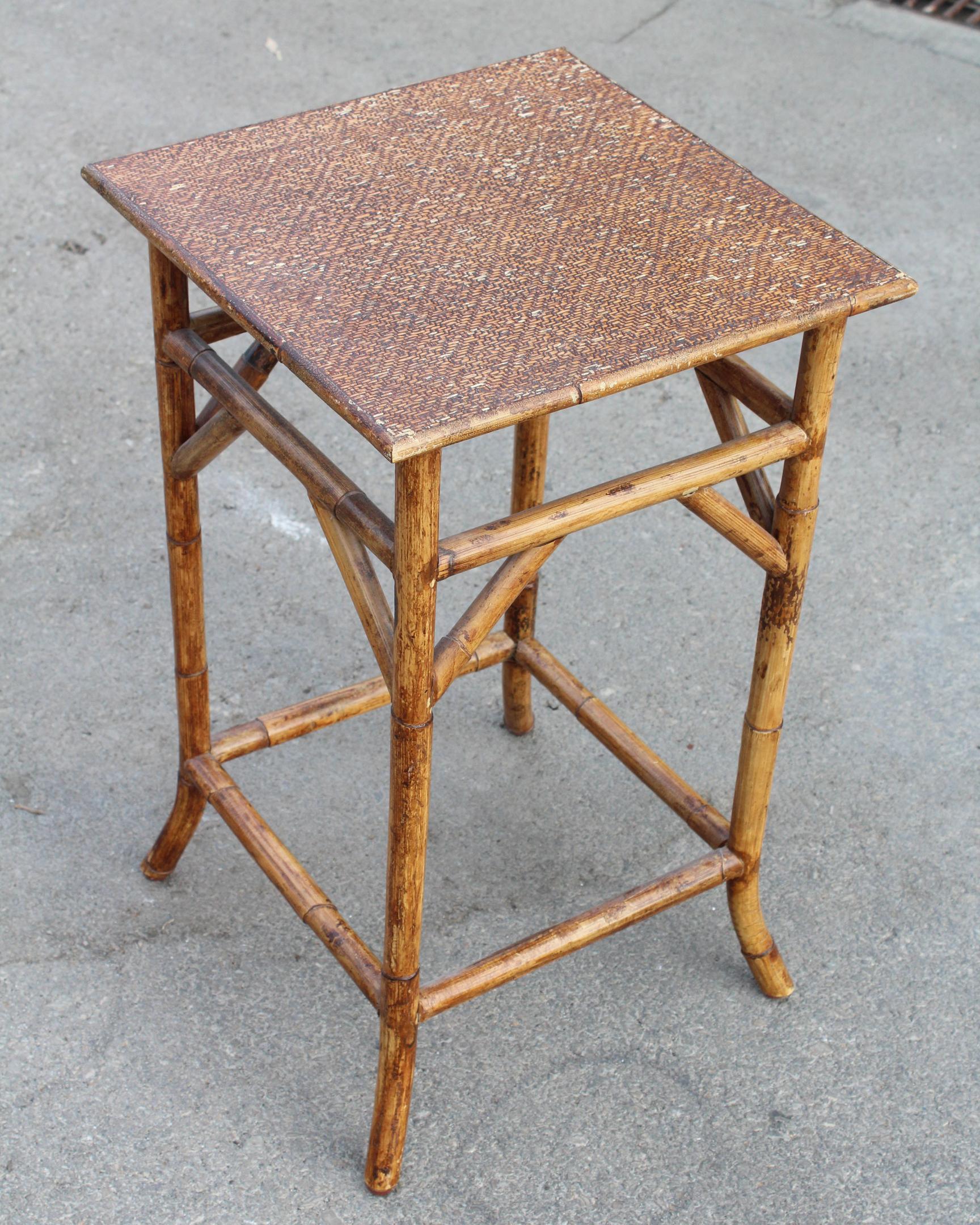 20th Century 1950s Oriental Bamboo and Rattan Side Table
