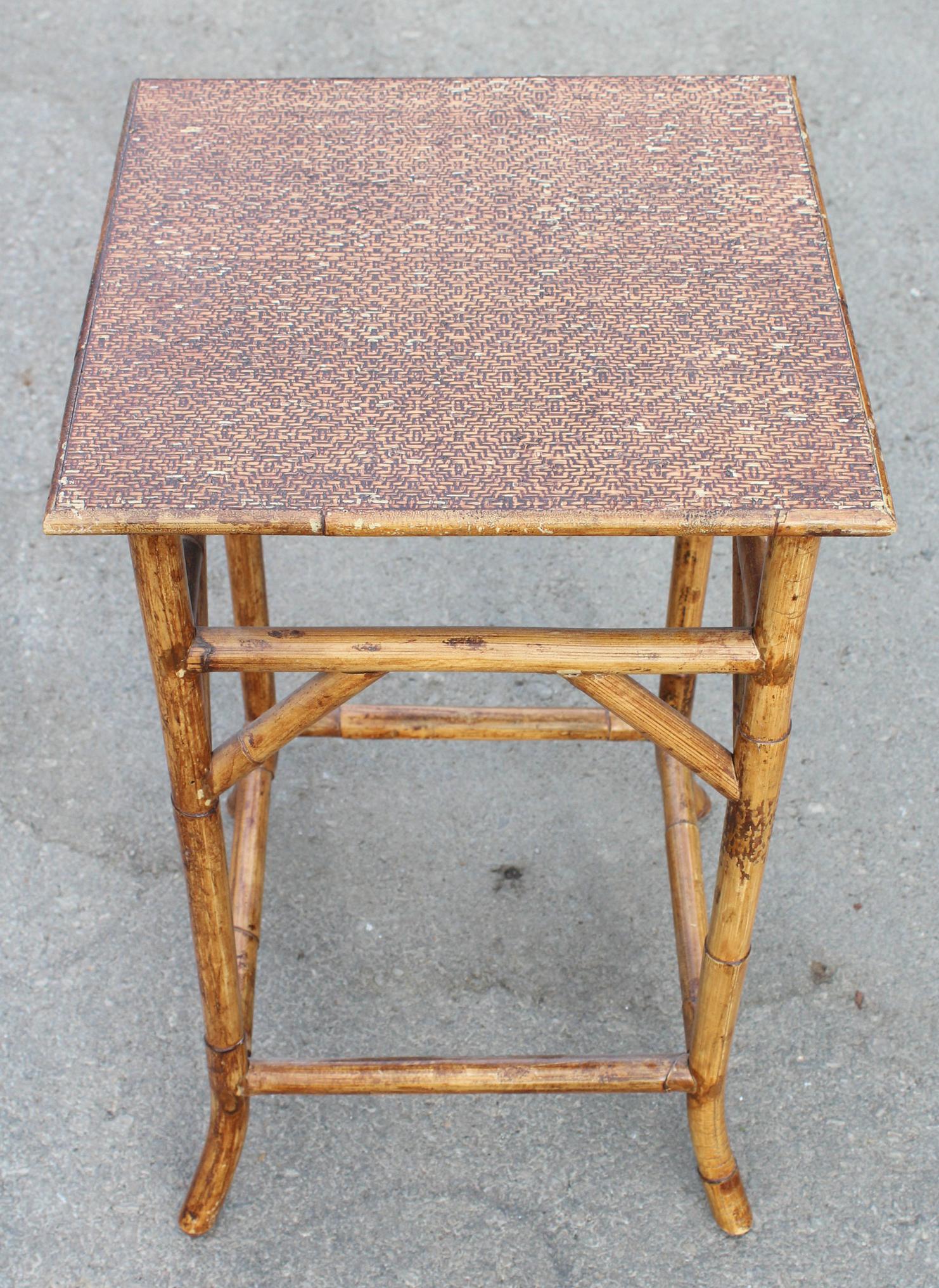 1950s Oriental Bamboo and Rattan Side Table 1