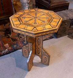 1950s Oriental Side Table with Mother-of-Pearl and Wood Marquetry