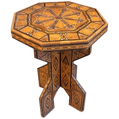 1950s Oriental Side Table with Mother-of-Pearl and Wood Marquetry