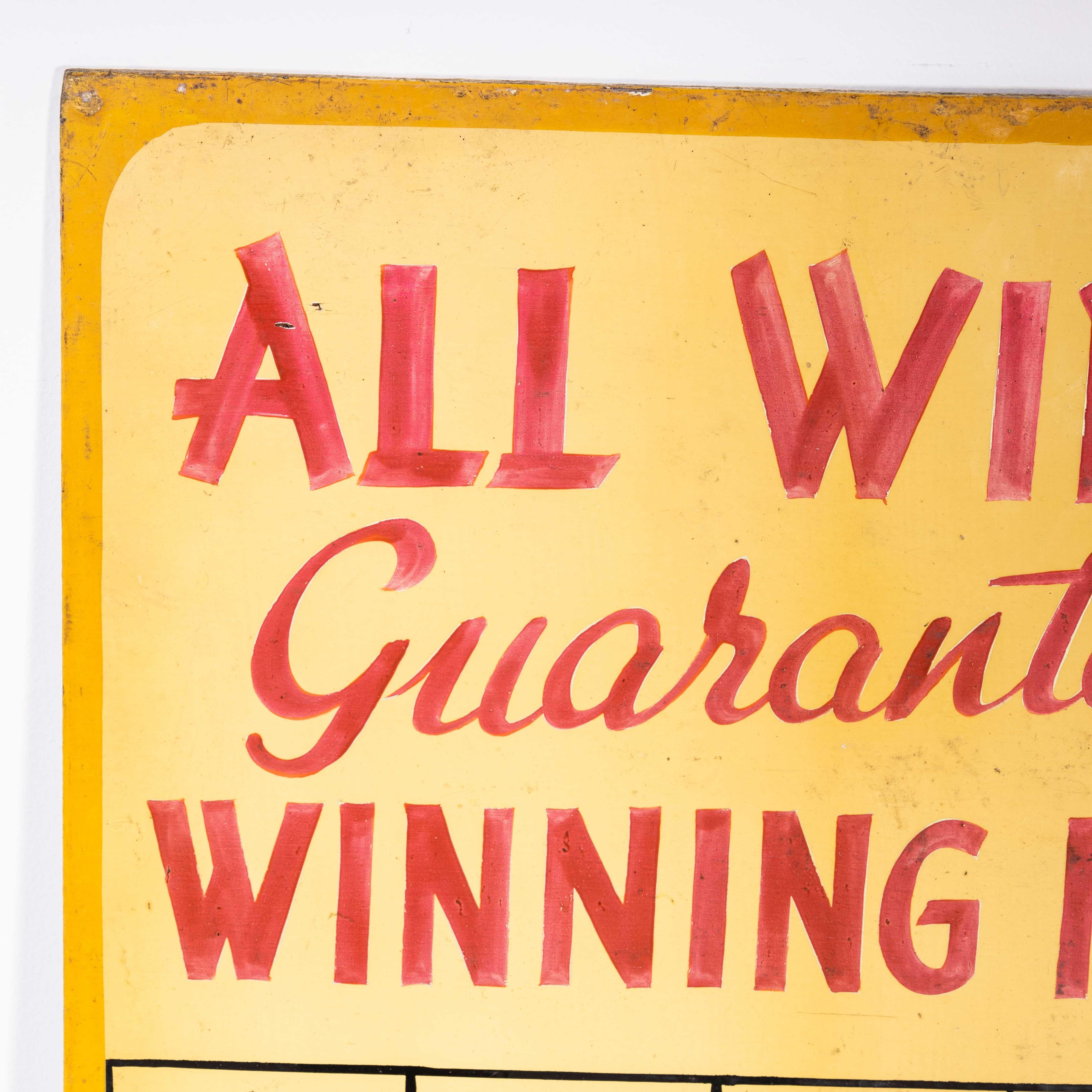 English 1950s Original All Winners Large Fairground Sign '2556' For Sale