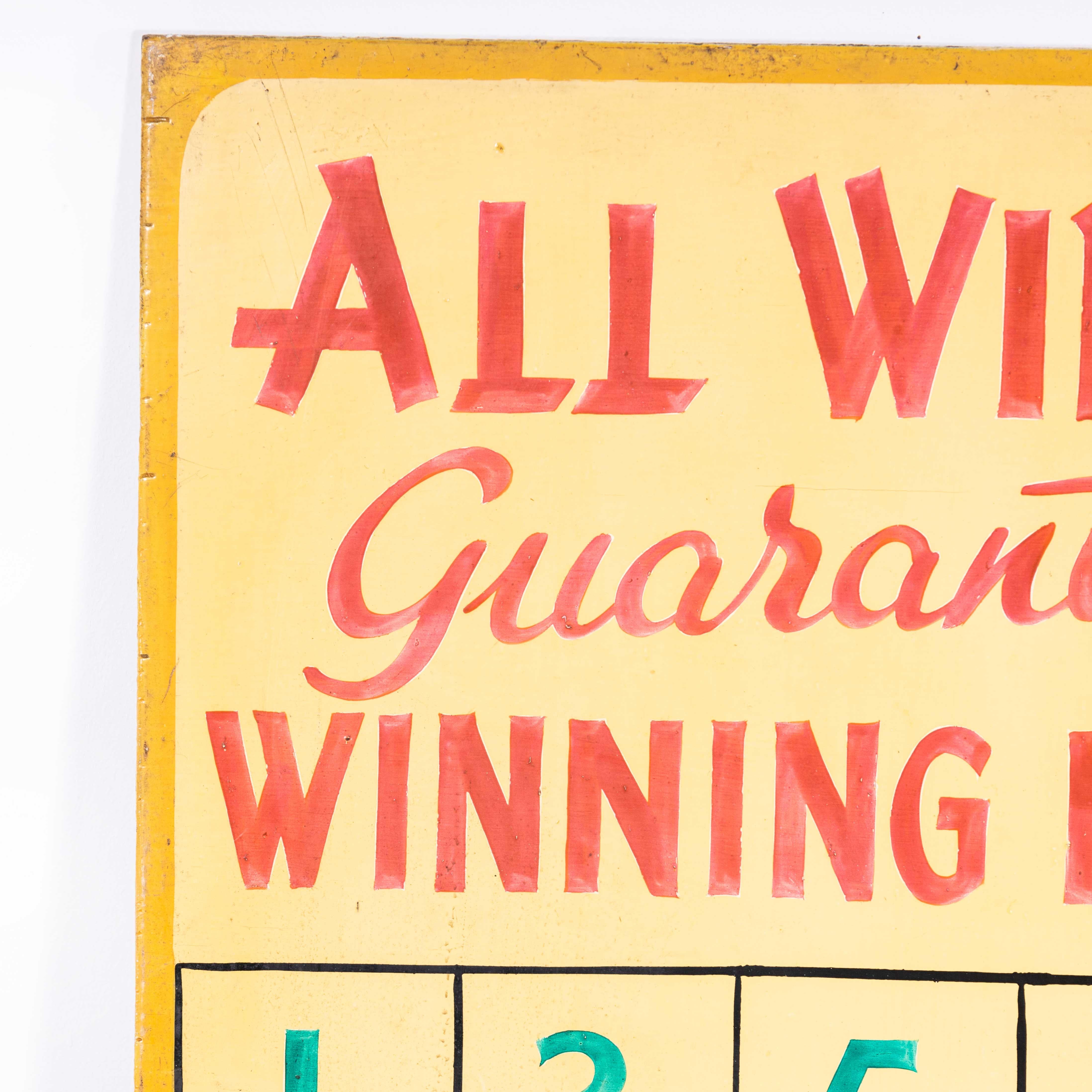 Bois 1950s Original All Winners Large Fairground Sign (Panneau de foire) en vente