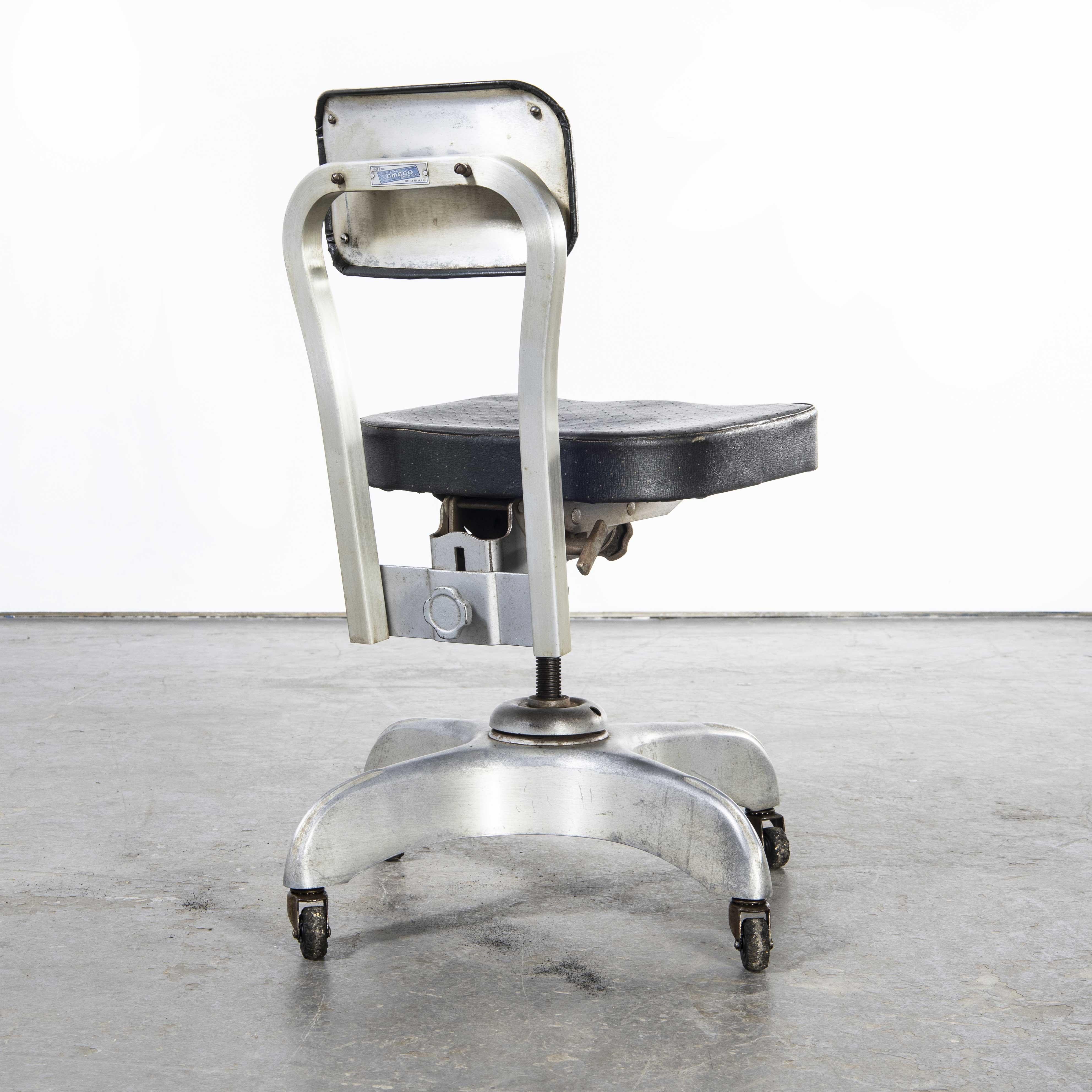 1950’s Original Aluminium Emeco Swivel Office Chair (1334.2)

1950’s Original Aluminium Emeco Swivel Office Chair (1334.2). Founded in 1944 in the USA, Emeco rose to commercial fame with the production of the Navy 1006 chair, an iconic aluminium