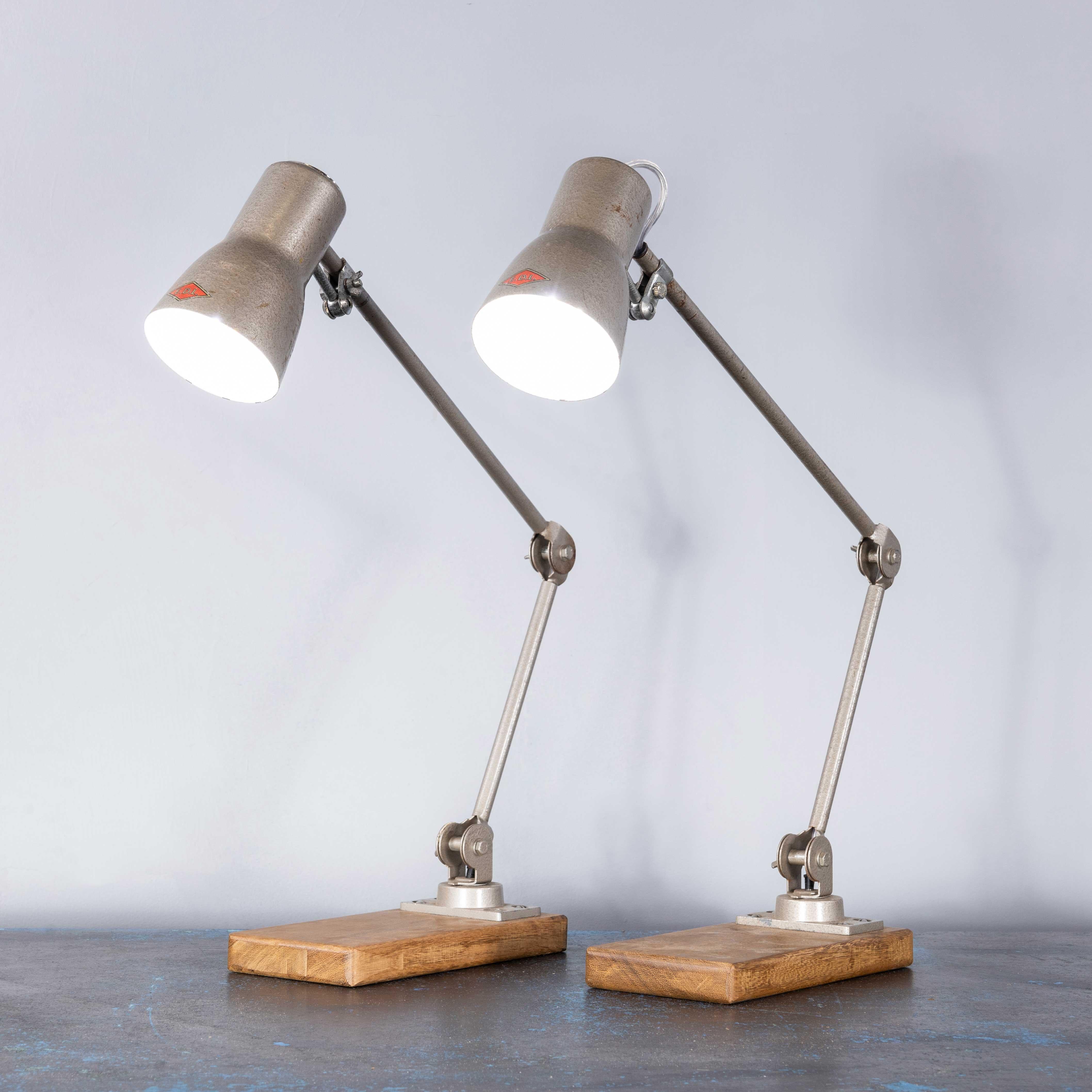 1950's Original Articulated Machinists Desk Lamps By EDL - Pair 5