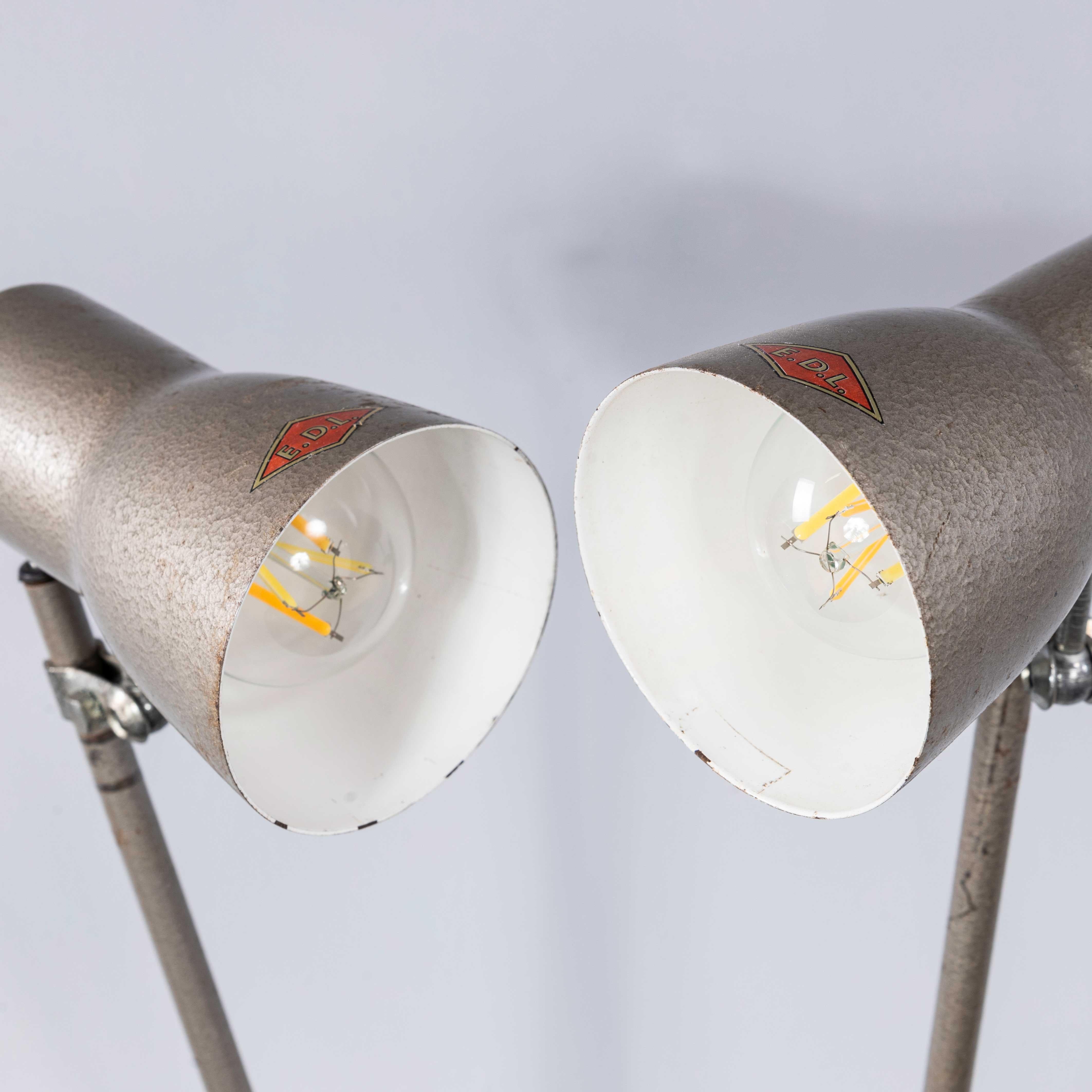 1950's Original Articulated Machinists Desk Lamps By EDL - Pair In Good Condition In Hook, Hampshire