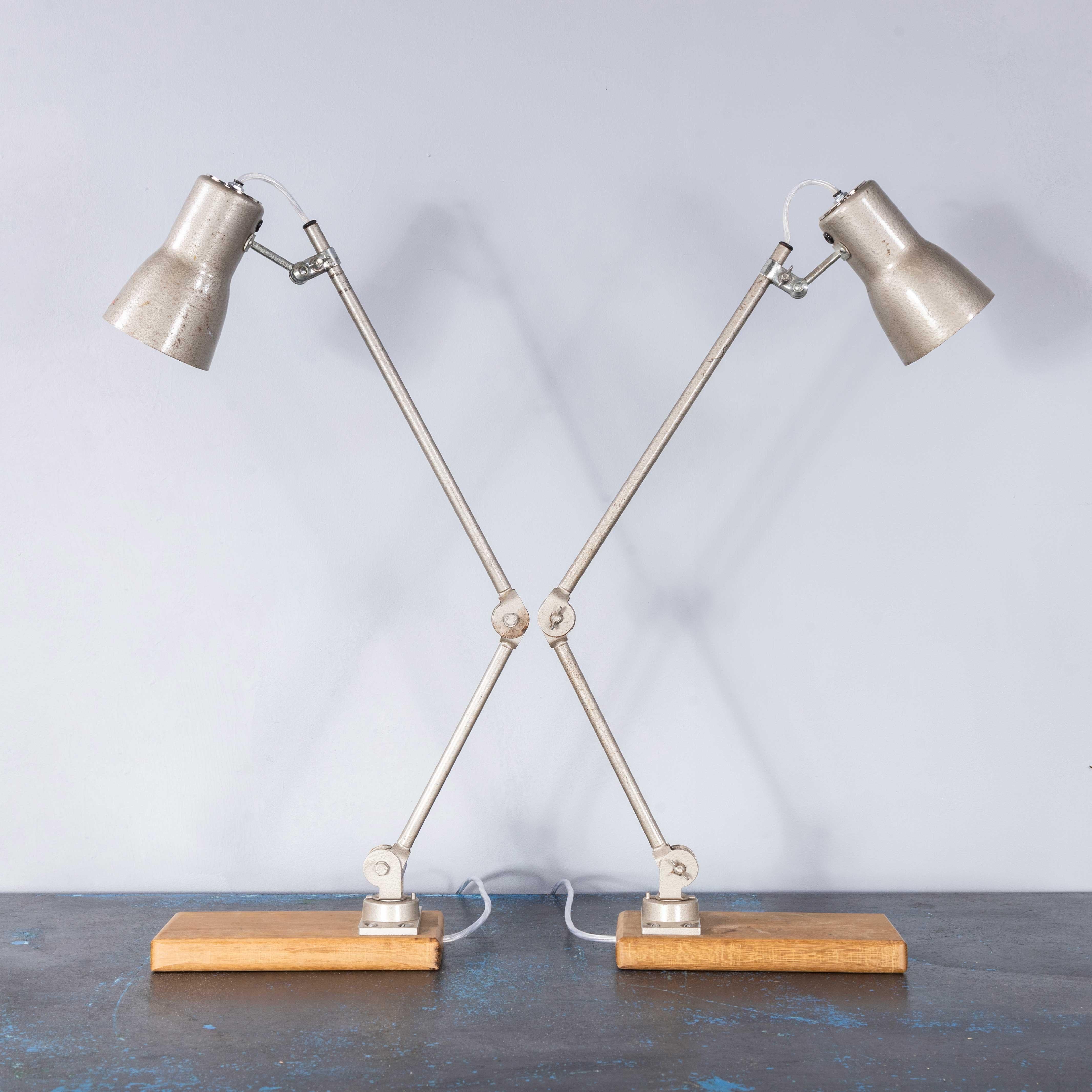1950's Original Articulated Machinists Desk Lamps By EDL - Pair 1
