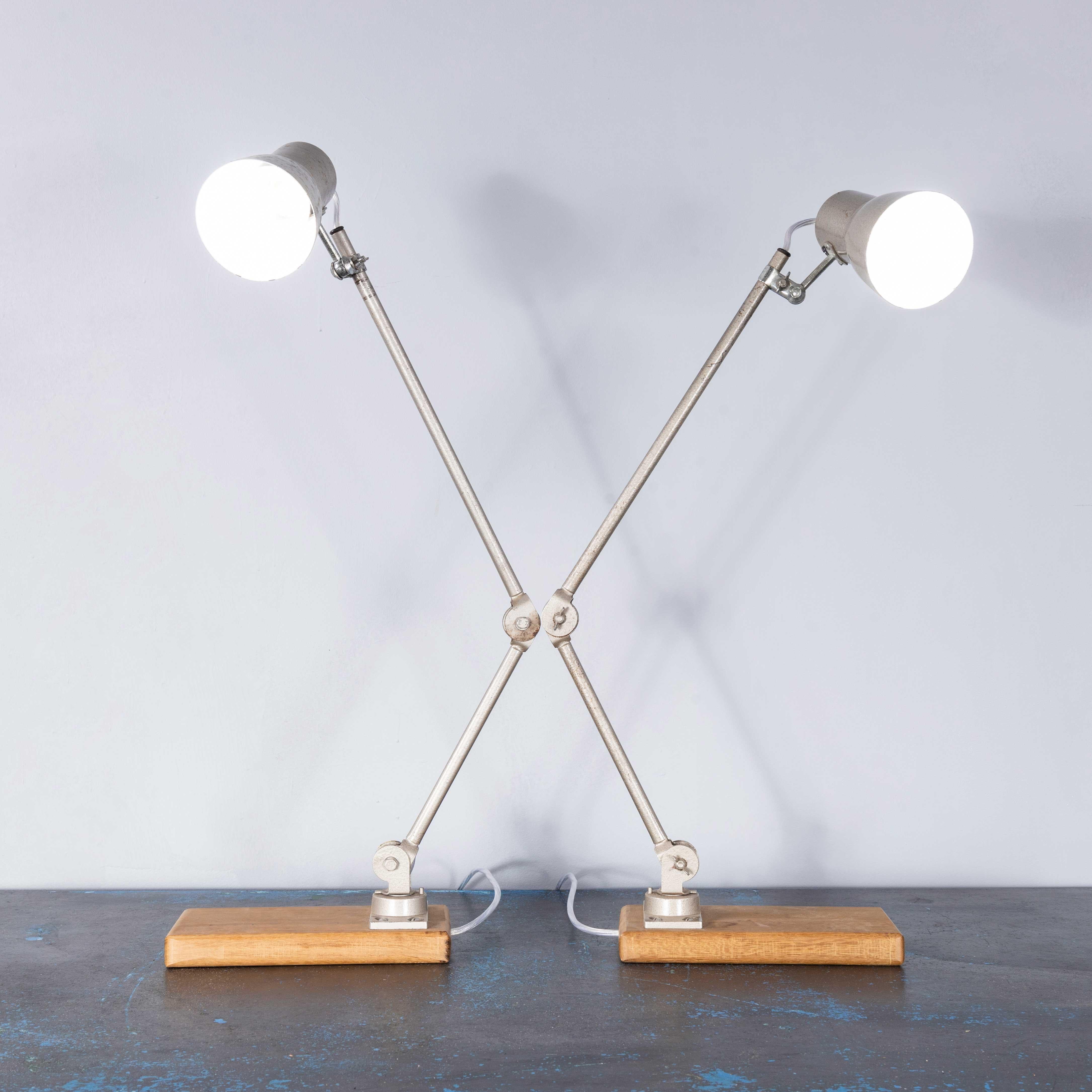 1950's Original Articulated Machinists Desk Lamps By EDL - Pair 2