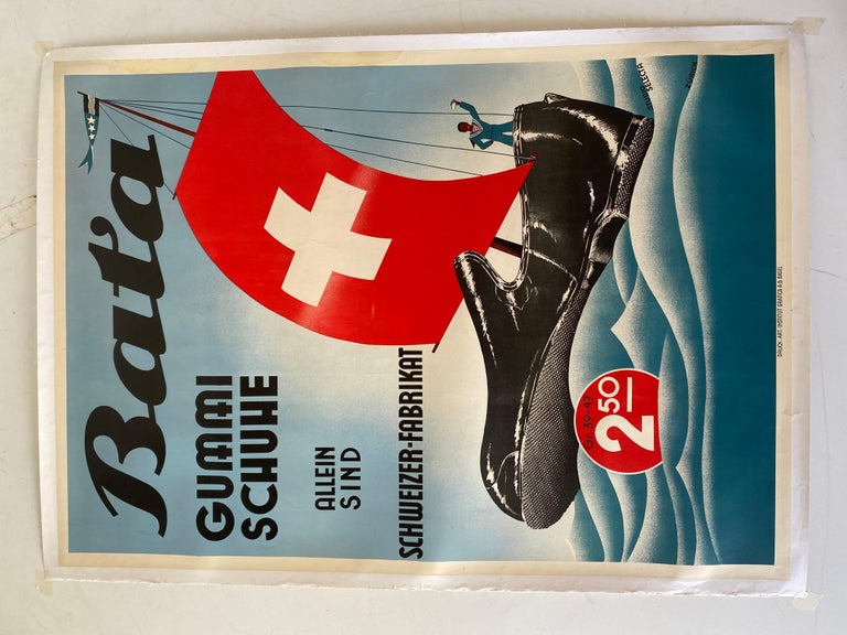 Poster da parete vintage Scarpe Bata, Svizzera, anni '50 in vendita su  1stDibs