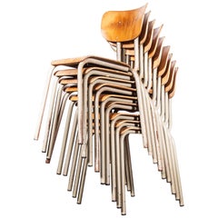 1950s Original Belgian Semal Stacking Metal Frame Dining, Set of Nine 1950s Original Belgian Semal Stacking Metal Frame Dining, Set of Nine