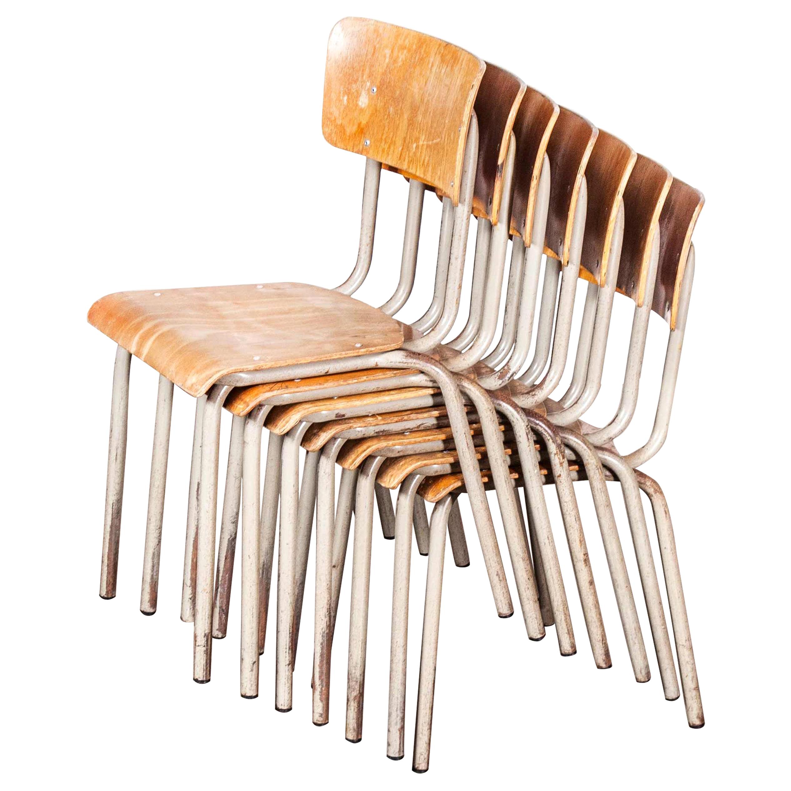 1950's Original Elbe Stacking Metal Frame Dining Chairs, Set of Six For